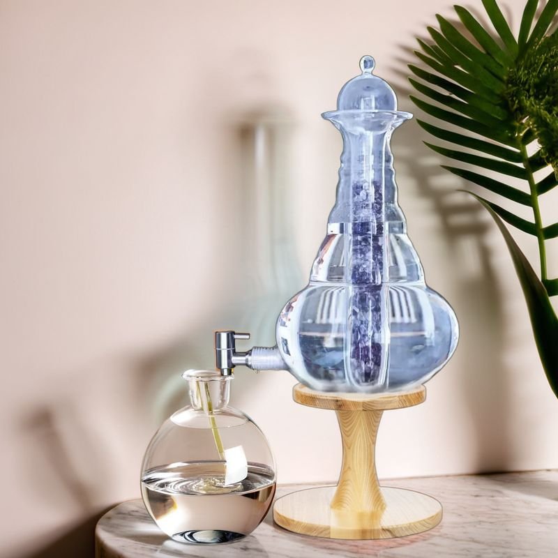 Grande carafe de présentation en verre soufflé