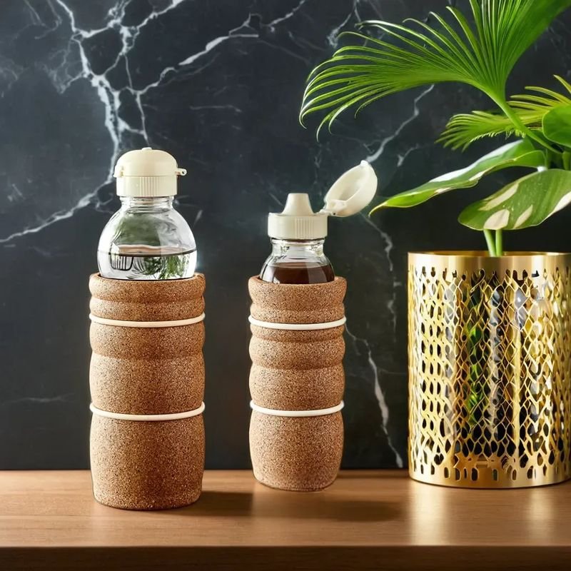 Carafe en verre avec motif fleur de vie doré au fond